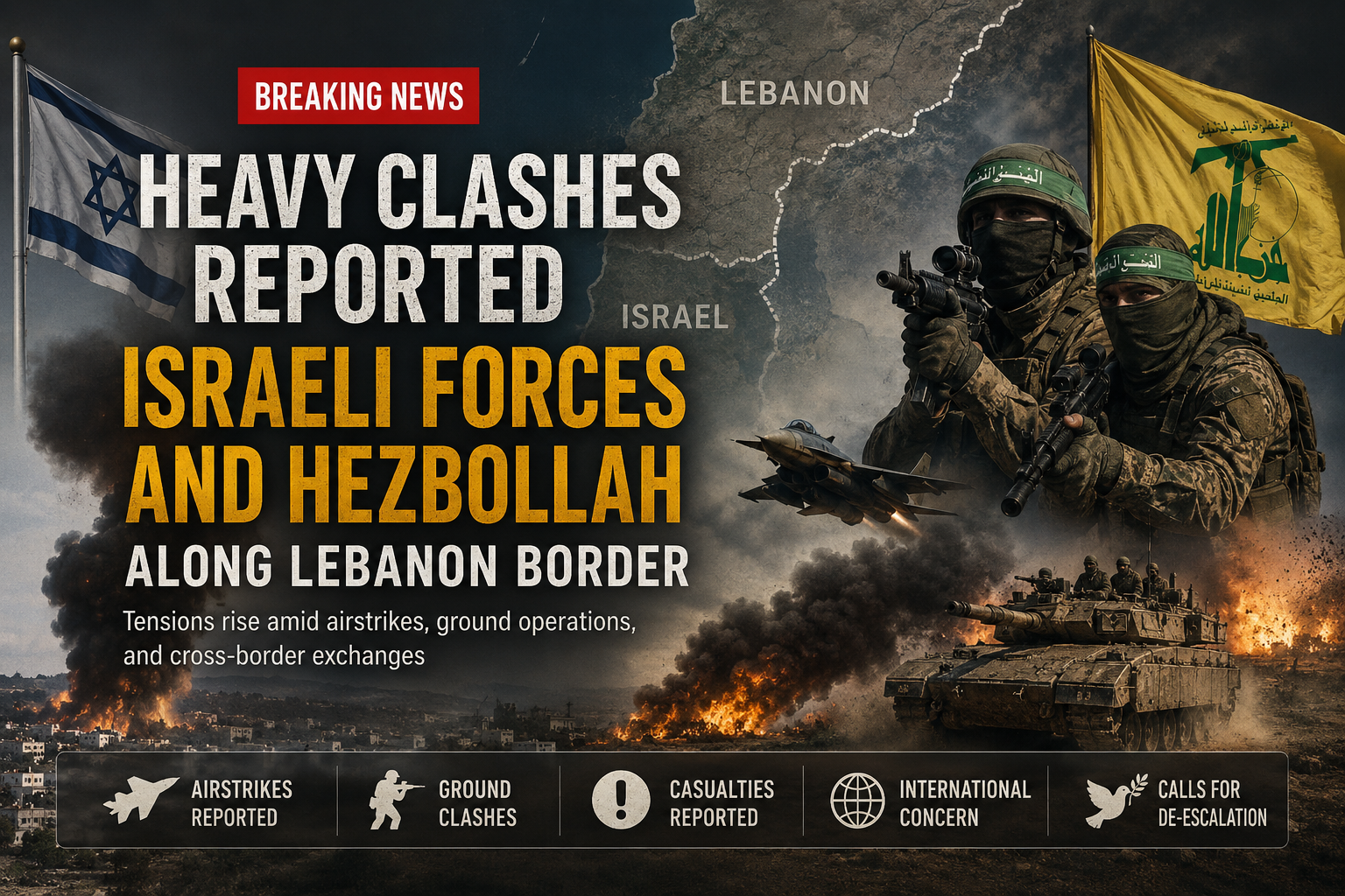 Heavy Clashes Reported Between Israeli Forces and Hezbollah Along Lebanon Border