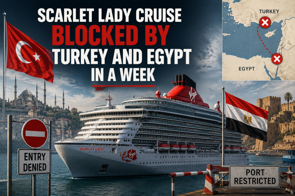 Scarlet Lady Cruise Blocked by Turkey and Egypt in a Week